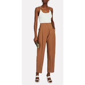 The Sei Pleat Trouser Pants High Rise Straight Leg Chestnut Brown Size 2
